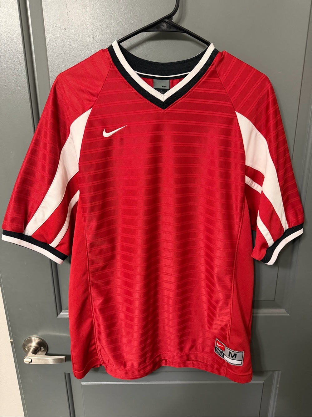 Vintage Nike Team Sports Soccer Jersey Men’s Medium Red White Black Y2K